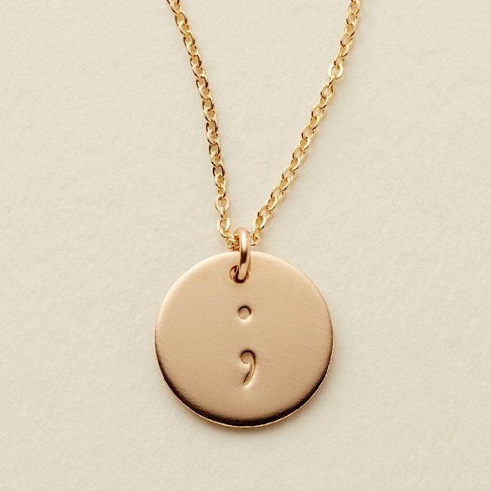 “Pause” Semicolon Simple Symbolic Charm Necklace